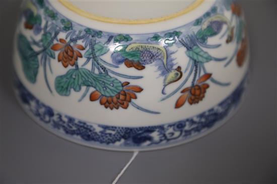 A good Chinese doucai duck and lotus bowl, Daoguang seal mark and of the period (1821-50), D. 16.5cm